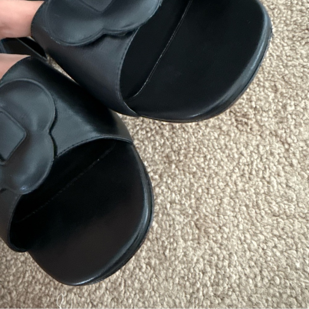 Larroudé Flora Leather Mules Sandals Block Heel - Picture 7 of 11